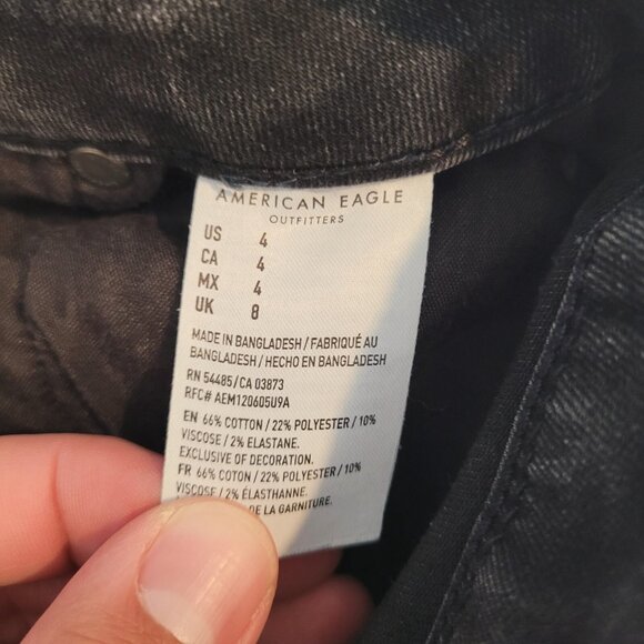 American Eagle Jean Shorts Womens 4 Curvy Super Hi Rise Shortie Denim Button Fly - Picture 5 of 9